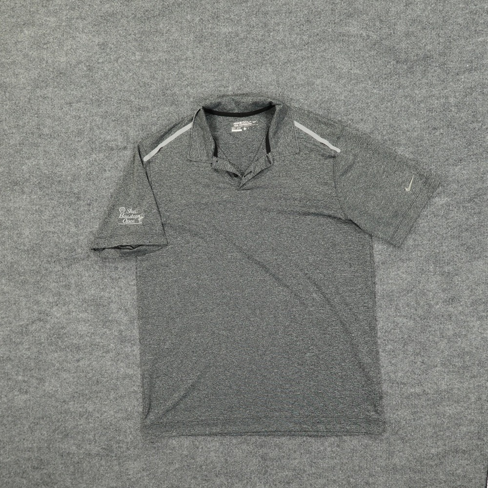 Nike Golf‎ Polo Shirt Mens Medium Gray Dri-FIT Performance Shell Houston Open